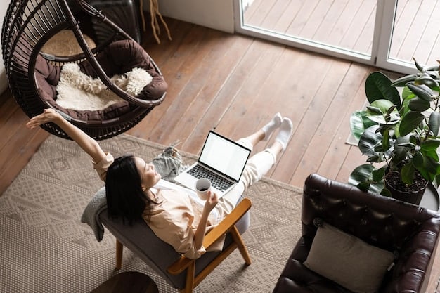 Someone working on a laptop, symbolizing a side hustle like freelancing. The background includes a comfortable home setting, conveying the flexibility of working from home.