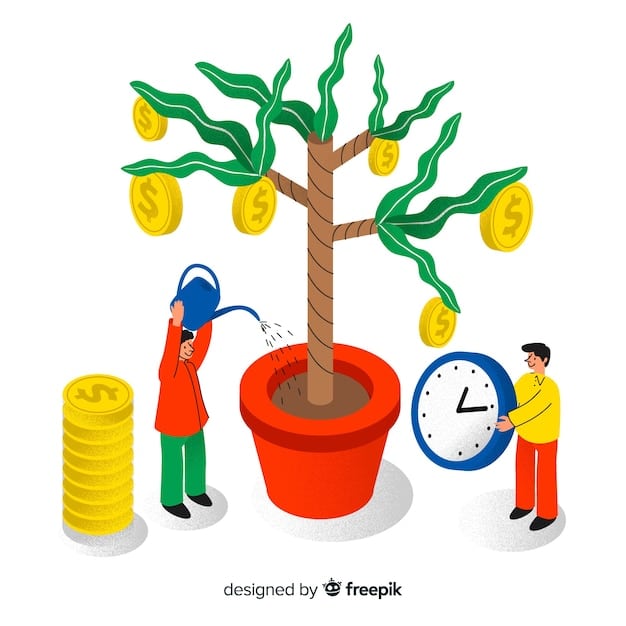 A visual representation of time as a growing tree with money leaves, illustrating how the power of compounding increases with the length of the investment period.