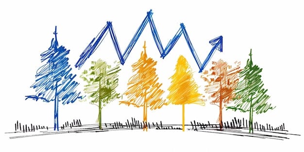 A visual representation of investment growth using a line graph, with upward trending lines symbolizing progress toward specific financial goals such as retirement, education, or homeownership.