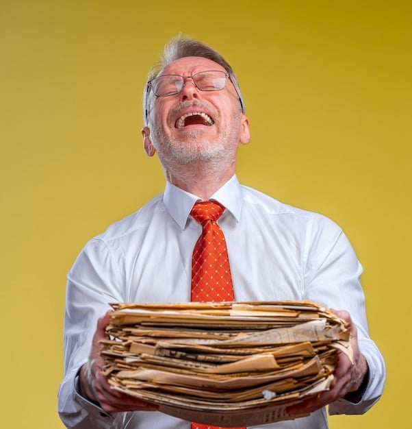 A person looking relieved while shredding a stack of old bills, symbolizing the relief after a debt has passed the statute of limitations.
