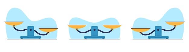 A visual representation of a scale balancing 