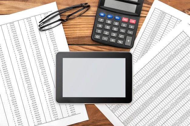 A close-up of a calculator with a spreadsheet in the background, focusing on depreciation calculations for a real estate property. The spreadsheet shows columns for initial cost, salvage value, useful life, and annual depreciation expense.